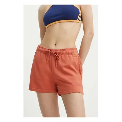 Bavlněné šortky Hummel hmlLEGACY WOMAN SHORTS oranžová barva, hladké, medium waist, 219478