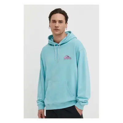 Bavlněná mikina Quiksilver pánská, s kapucí, s potiskem