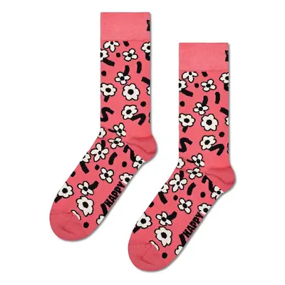 Ponožky Happy Socks Dancing Flower Sock růžová barva