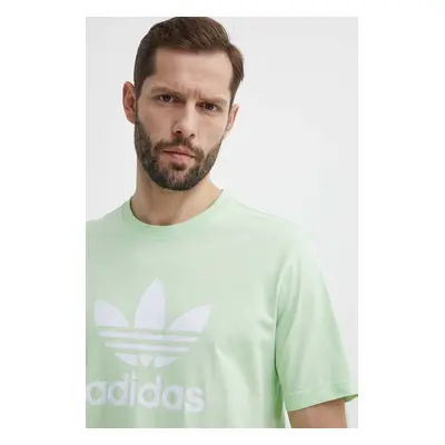 Bavlněné tričko adidas Originals zelená barva, s potiskem, IR7979