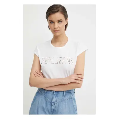 Bavlněné tričko Pepe Jeans LILITH bílá barva, PL505837