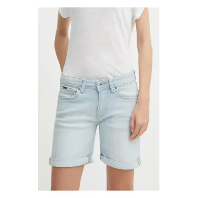 Džínové šortky Pepe Jeans SLIM SHORT MW dámské, hladké, medium waist, PL801120RH6