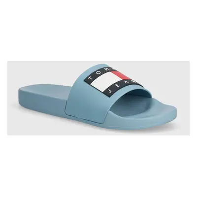 Pantofle Tommy Jeans POOL SLIDE ESS pánské, černá barva, EM0EM01191