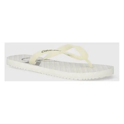 Žabky Calvin Klein Jeans BEACH SANDAL GLOSSY pánské, bílá barva, YM0YM00952