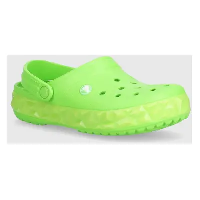 Dětské pantofle Crocs Geometric Glow Band zelená barva