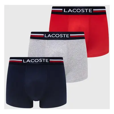 Boxerky Lacoste 3-pack pánské, šedá barva