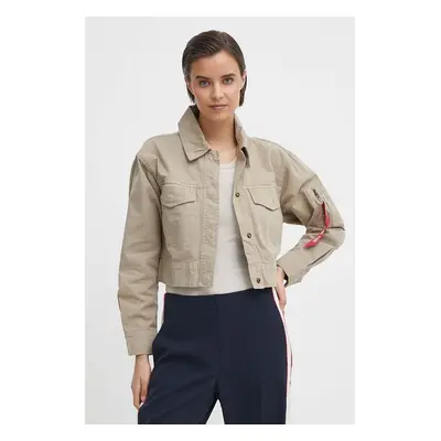 Bavlněná bunda Alpha Industries béžová barva, oversize