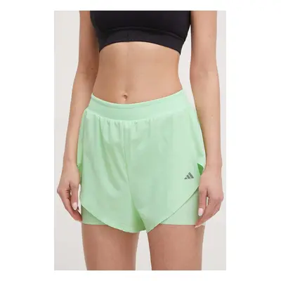 Tréninkové šortky adidas Performance zelená barva, hladké, high waist, IU1141