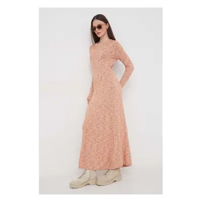 Bavlněné šaty Pepe Jeans GIANNA DRESS béžová barva, maxi, PL953465