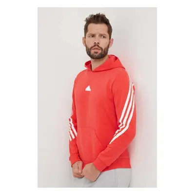 Mikina adidas pánská, červená barva, s kapucí, s potiskem, IR9229