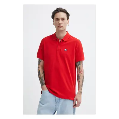 Bavlněné polo tričko Tommy Jeans červená barva, DM0DM18314