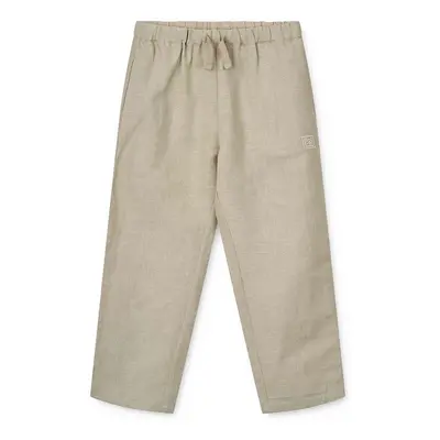 Kalhoty s lněnou směsí pro děti Liewood Orlando Linen Pants béžová barva, hladké