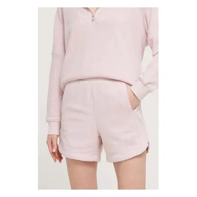 Kraťasy UGG dámské, růžová barva, hladké, high waist, 1152769