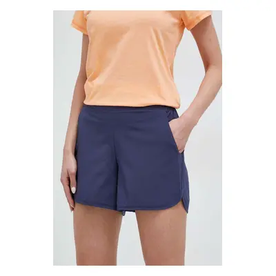 Outdoorové šortky Columbia Pleasant Creek tmavomodrá barva, high waist