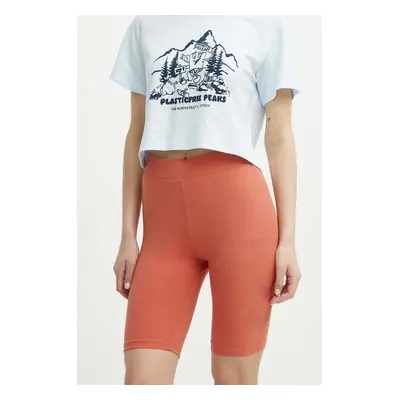 Kraťasy Hummel hmlLEGACY WOMAN TIGHT SHORTS dámské, oranžová barva, s potiskem, medium waist, 21