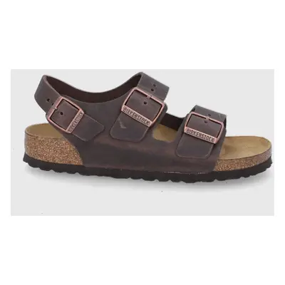 Kožené sandály Birkenstock Milano dámské, hnědá barva, 34873