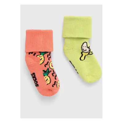 Dětské ponožky Happy Socks Kids Fruits Baby Terry Socks 2-pack žlutá barva