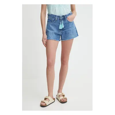 Džínové šortky Pepe Jeans A-LINE SHORT HW dámské, hladké, high waist, PL801111MP1