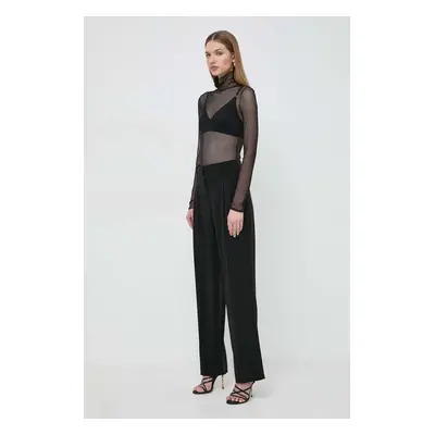 Kalhoty Patrizia Pepe dámské, černá barva, jednoduché, high waist, 8P0598 A6F5