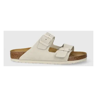 Semišové pantofle Birkenstock Arizona pánské, béžová barva, 1026817