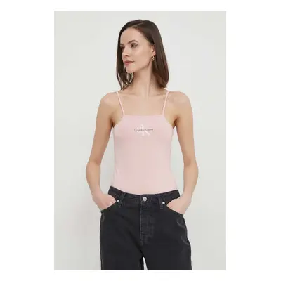 Body Calvin Klein Jeans dámské, růžová barva, J20J223421