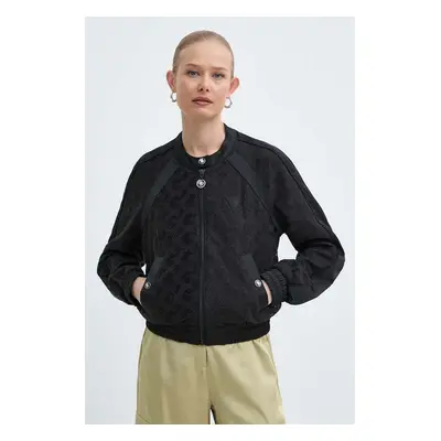 Bomber bunda Guess BELLA černá barva, přechodná, oversize, W4GL03 WG440