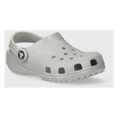 Dětské pantofle Crocs CLASSIC GLITTER CLOG šedá barva