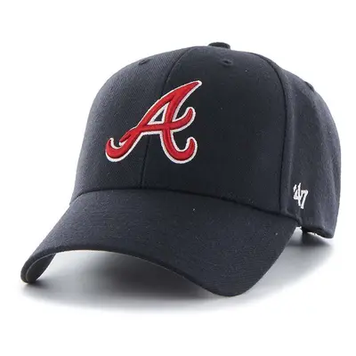 Čepice s vlněnou směsí 47brand MLB Atlanta Braves tmavomodrá barva, s aplikací, B-MVP01WBVRP-NY