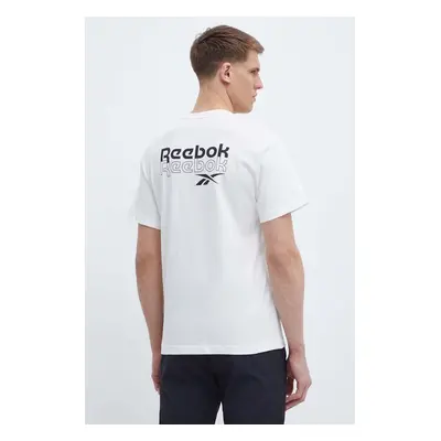 Bavlněné tričko Reebok Brand Proud béžová barva, s potiskem, 100076380