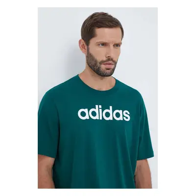 Bavlněné tričko adidas zelená barva, s potiskem, IJ8658