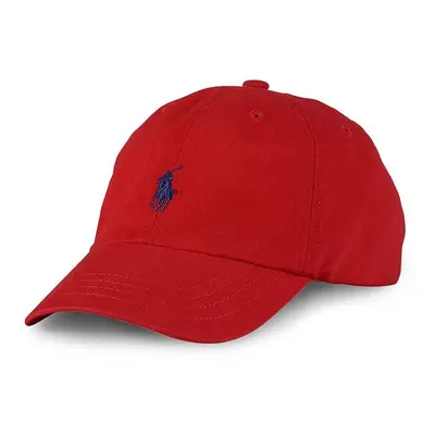 Dětská bavlněná čepice Polo Ralph Lauren červená barva, hladká