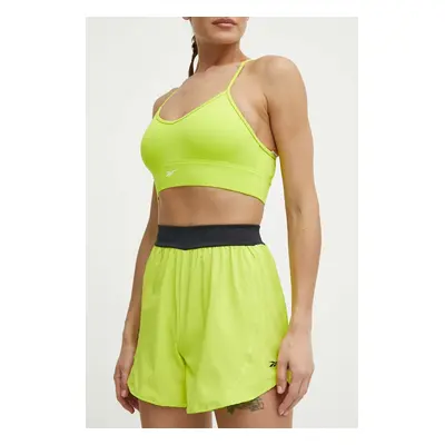 Tréninkové šortky Reebok Lux zelená barva, hladké, high waist, 100076090