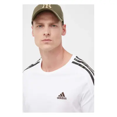 Bavlněné tričko adidas Essentials bílá barva, s aplikací, IC9343