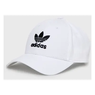 Bavlněná baseballová čepice adidas Originals bílá barva, s aplikací, FJ2545