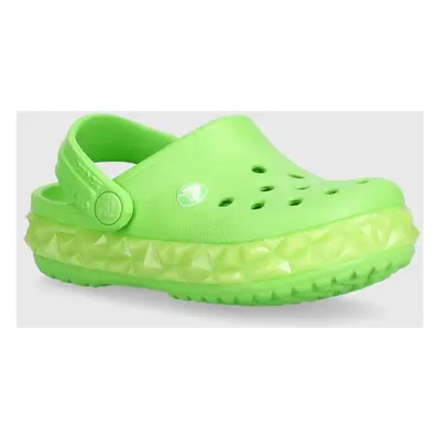 Dětské pantofle Crocs Geometric Glow Band zelená barva