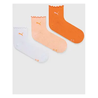 Ponožky Puma 3-pack dámské, oranžová barva, 938398