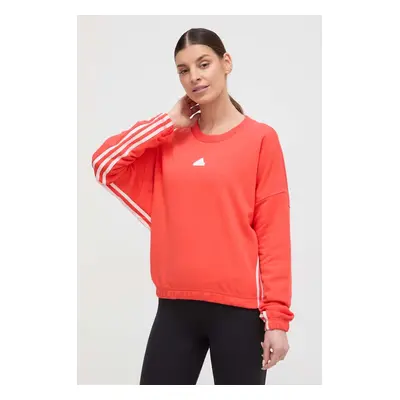 Mikina adidas dámská, červená barva, vzorovaná, IS0901