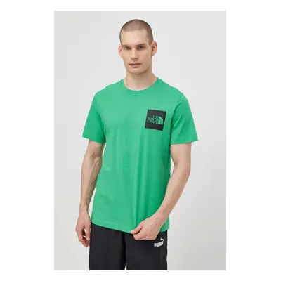 Bavlněné tričko The North Face M S/S Fine Tee zelená barva, s potiskem, NF0A87NDPO81