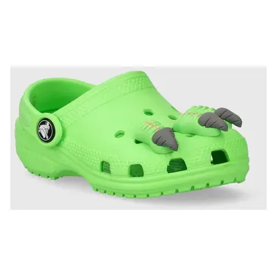 Dětské pantofle Crocs CLASSIC IAM DINOSAUR CLOG zelená barva