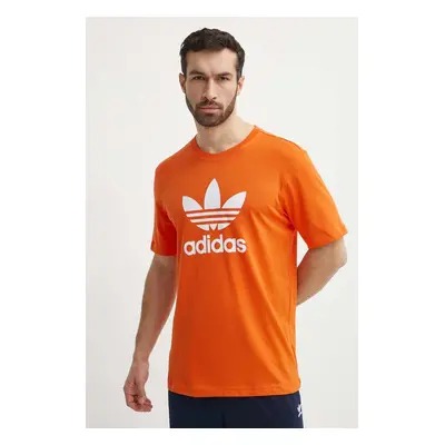 Bavlněné tričko adidas Originals oranžová barva, s potiskem, IR8000