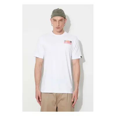 Bavlněné tričko Ellesse bílá barva, s potiskem, SHR17638-BEIGE