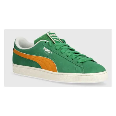 Semišové sneakers boty Puma Suede Patch zelená barva, 395388