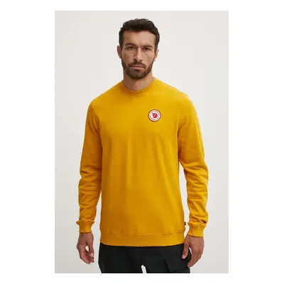 Bavlněná mikina Fjallraven 1960 Logo Badge Sweater pánská, žlutá barva, s aplikací, F87163