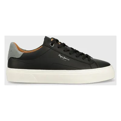 Kožené sneakers boty Pepe Jeans YOGI černá barva, PMS30930