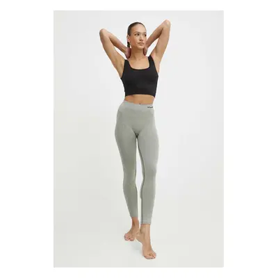 Legíny na jógu Hummel hmlCI SEAMLESS MID WAIST TIGHTS zelená barva, s potiskem, 210496