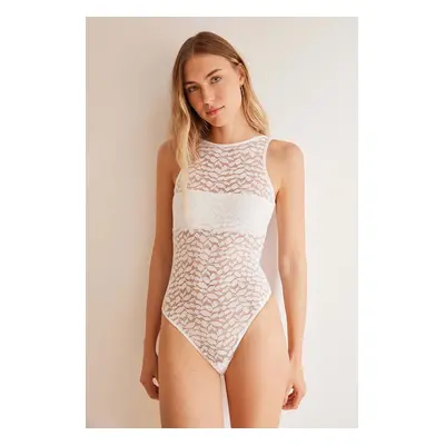 Body women'secret SPRING HELANKAS bílá barva, krajkové, 5667826