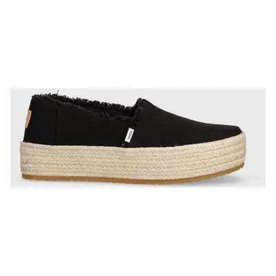 Espadrilky Toms Valencia černá barva, na platformě, 10019795