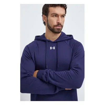 Mikina Under Armour pánská, tmavomodrá barva, s kapucí, hladká, 1379757