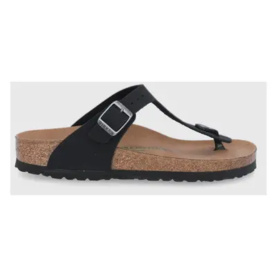 Žabky Birkenstock Gizeh dámské, černá barva, na plochém podpatku, 1020487