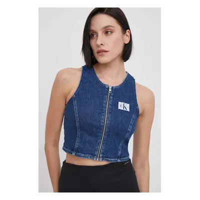 Džínový top Calvin Klein Jeans tmavomodrá barva, J20J222799